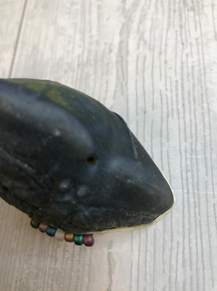 Vintage Handmade Pottery Raku Heart Rattle Meditation Sinew Wrap Beads Japan