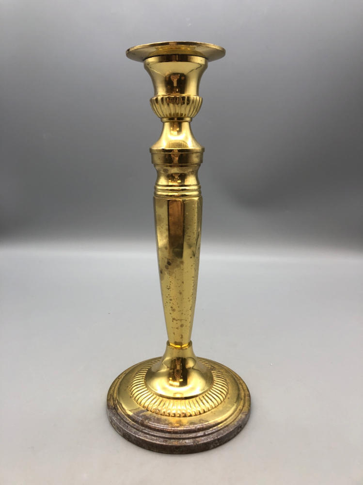 Solid Brass Stiffel Candlestick Detailed Fluted Design on Stem Made In India