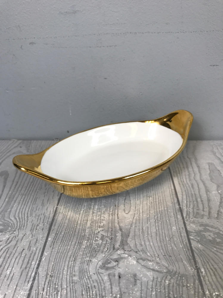 Royal Worcester England Gold Painted Ceramic Gold Condiment Dish - Size 7