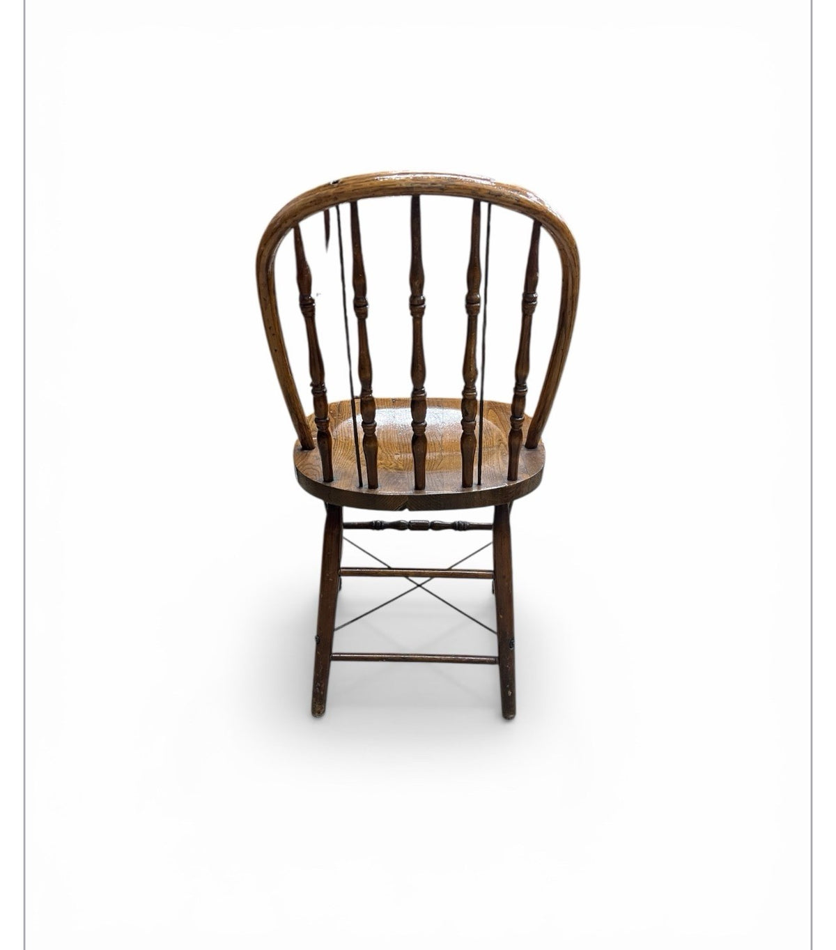 Pr. Of Reischmann NY 1893-1920 Antique Walnut Windsor Chairs W/ Metal Framework
