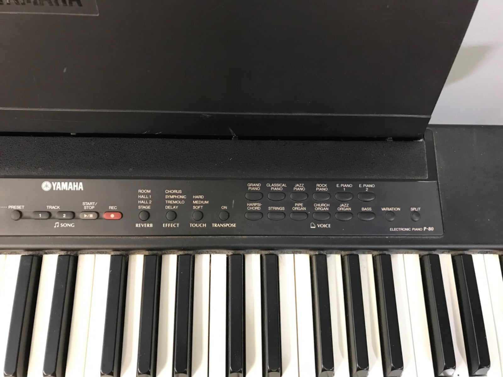 YAMAHA P-80 Black Electronic Piano Keyboard with Stand- 88 Keys- Pedal and Cable