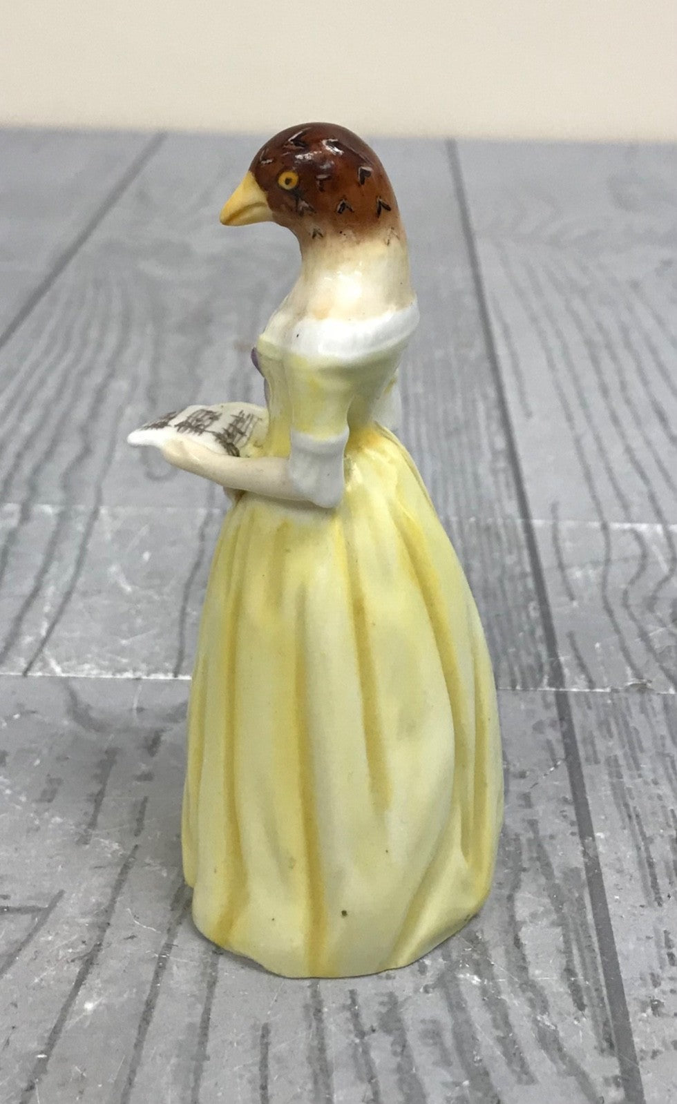 Ceramic Bird in Yellow Dress- Royal Worcester Candle Snuffer Jenny Lind Inspired