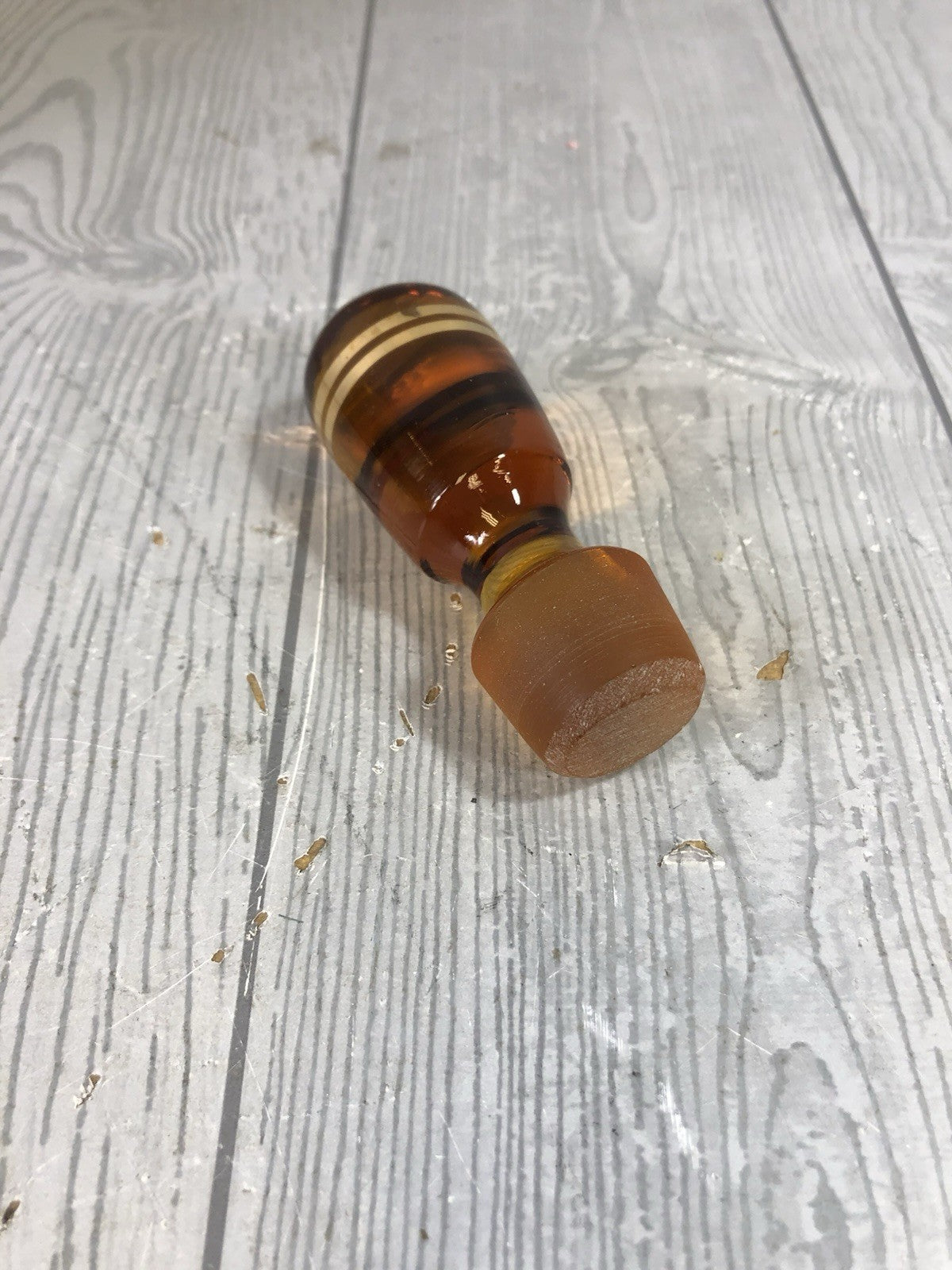 Beautiful Czech Bohemian Cut Amber Crystal Glass Etched Flower Decanter