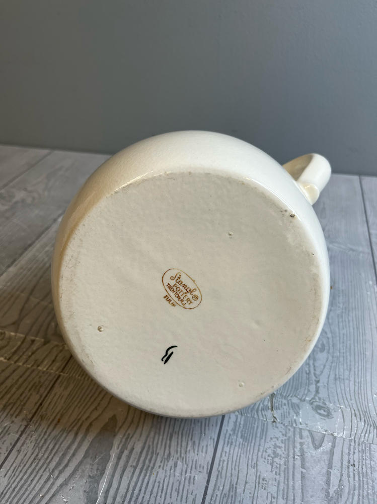 Vintage Stangl Pottery Blue Tulip Lidded Bean Pot Cookie Jar Hand Painted Design