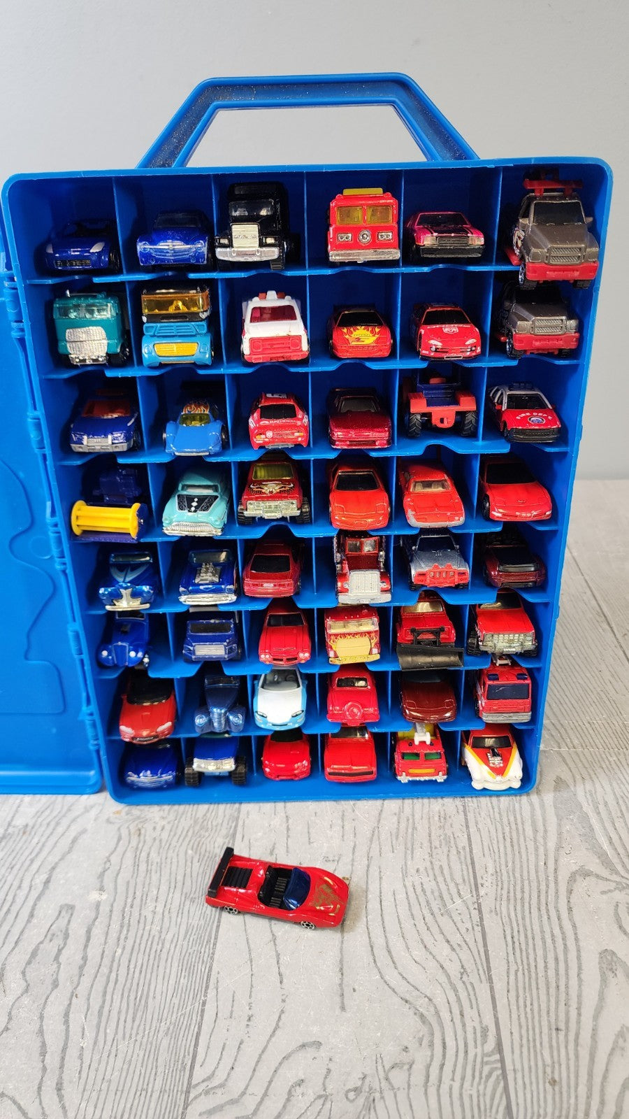 Mattel Hot Wheels Blue 48 Car Carrying Case Filled with 49 Cars! 2000s (Box 3)