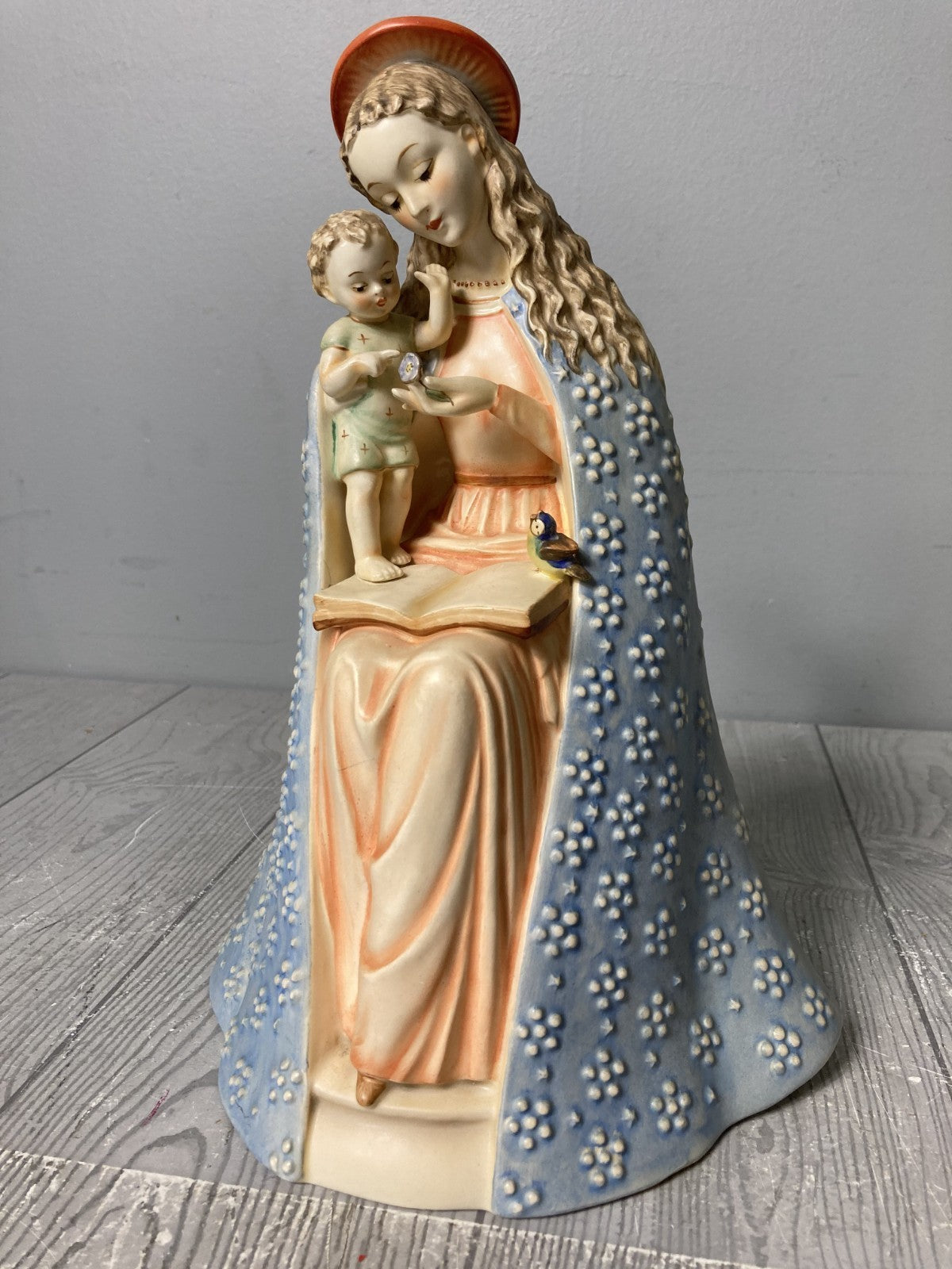 Hummel Goebel Flower Madonna Goebel Hummel Figurine Mary With Baby Jesus & Bird