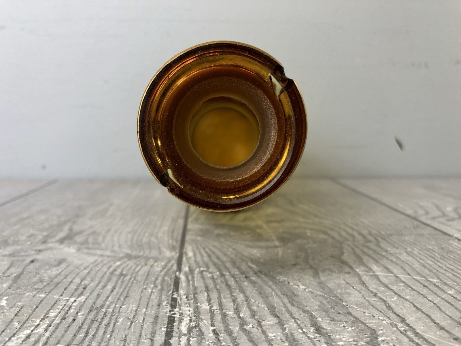 Beautiful Czech Bohemian Cut Amber Crystal Glass Etched Flower Decanter