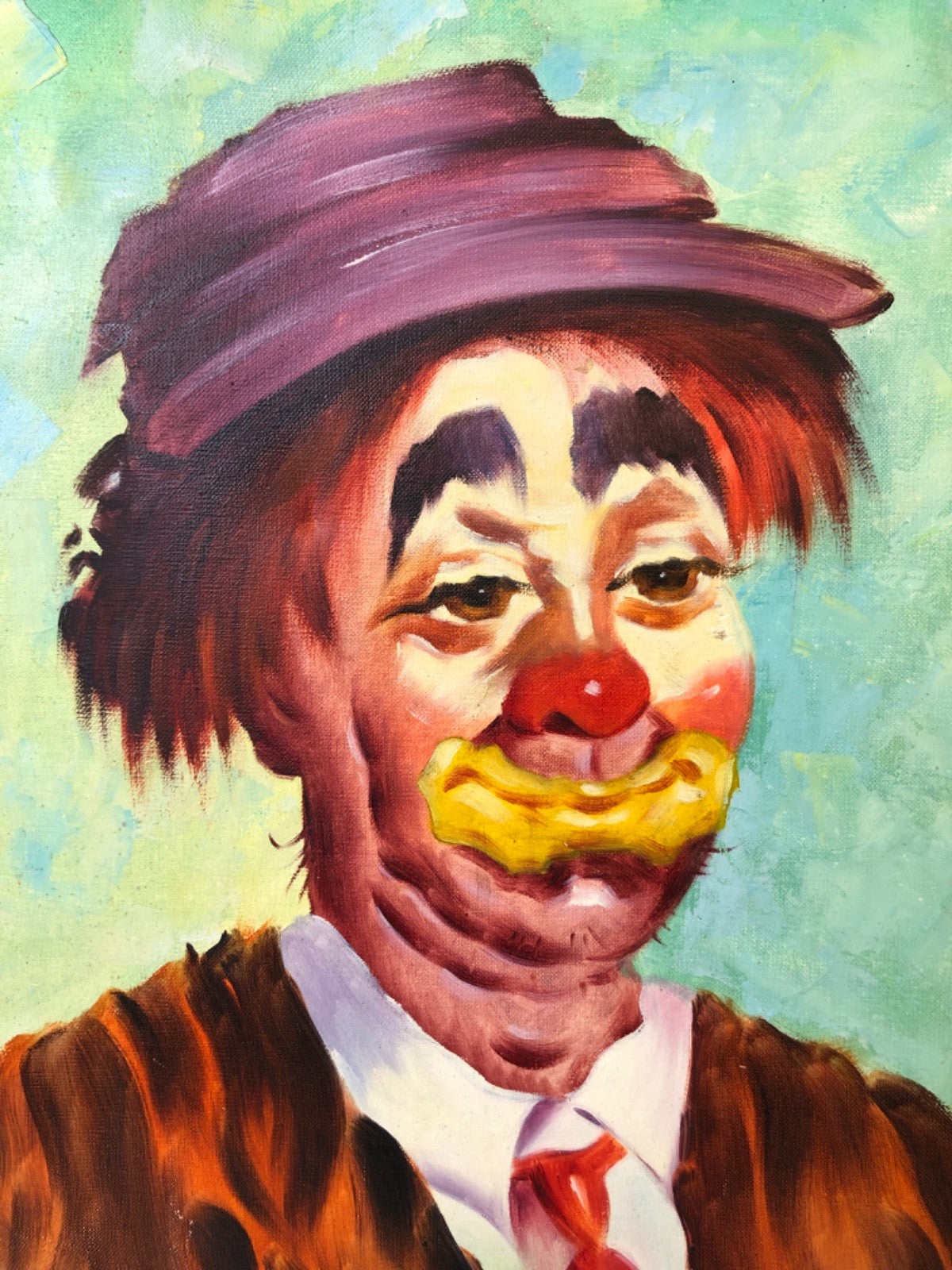 "THE CLOWN " Print Replica by T. Evans - Not Framed - Painting on Canvas