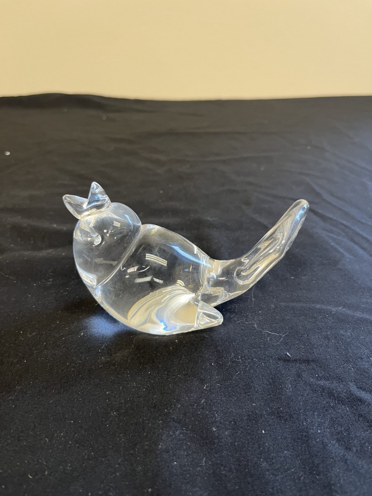 Vintage Steuben Stamped Crystal Song Bird Paperweight Glass Clear Figurine