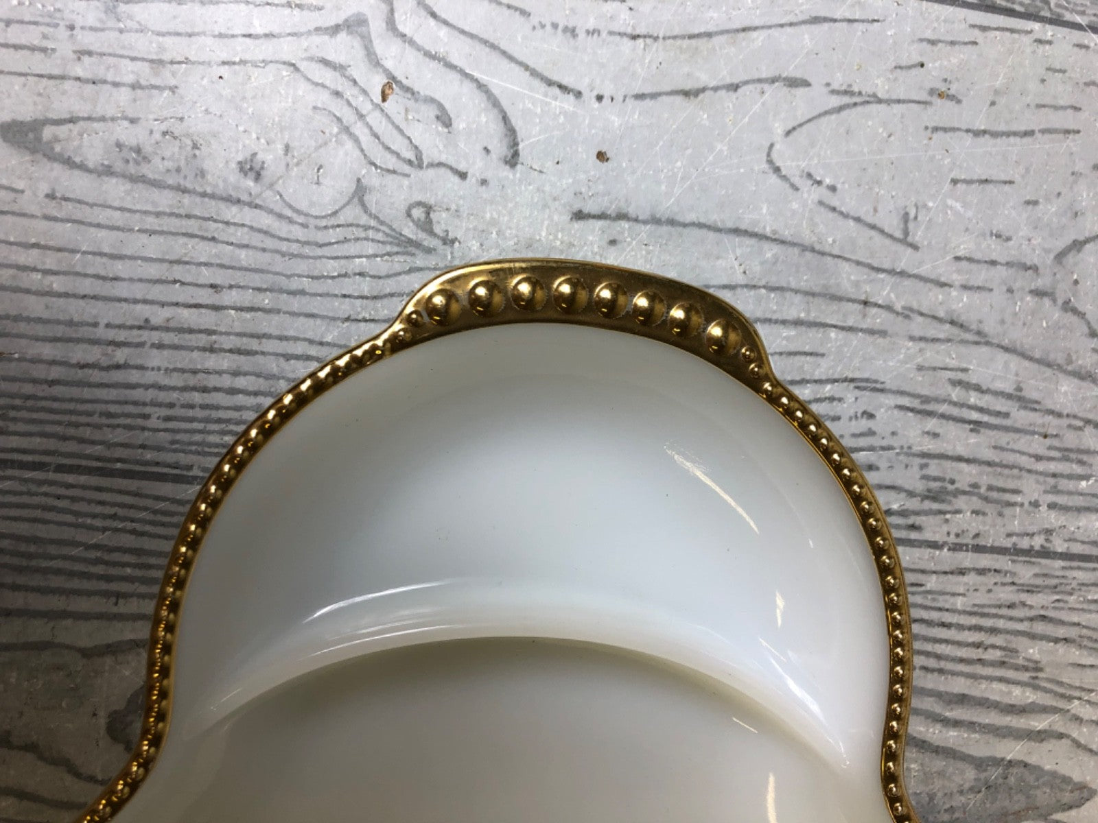 Vintage Fire King Milk Glass Relish Dish, Gold Edged Fire King Separated Platter