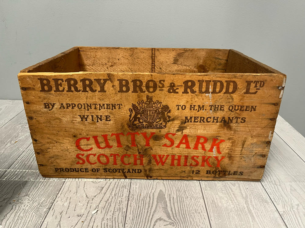 Vintage Wooden Crate for Berry Bros. & Rudd Ltd., Cutty Sark Whisky, Scotland
