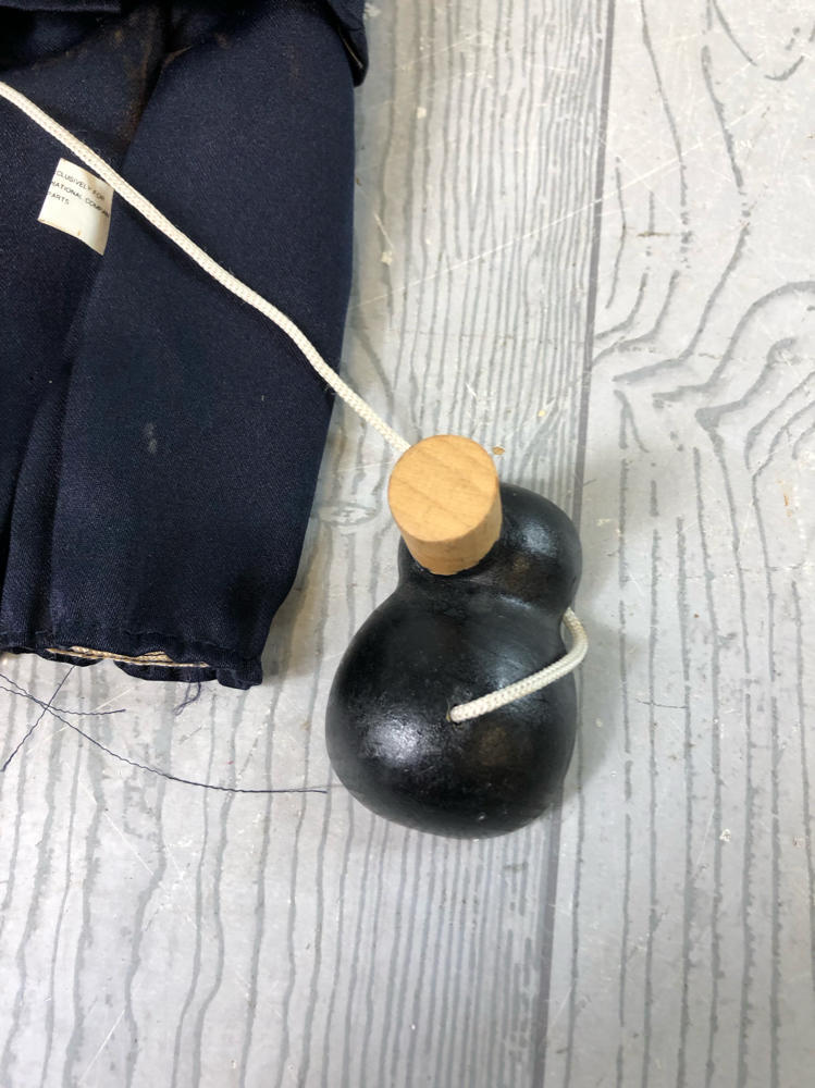 Vintage Tellon Standard Stringed Marionette Puppet in a Dark Blue Uniform