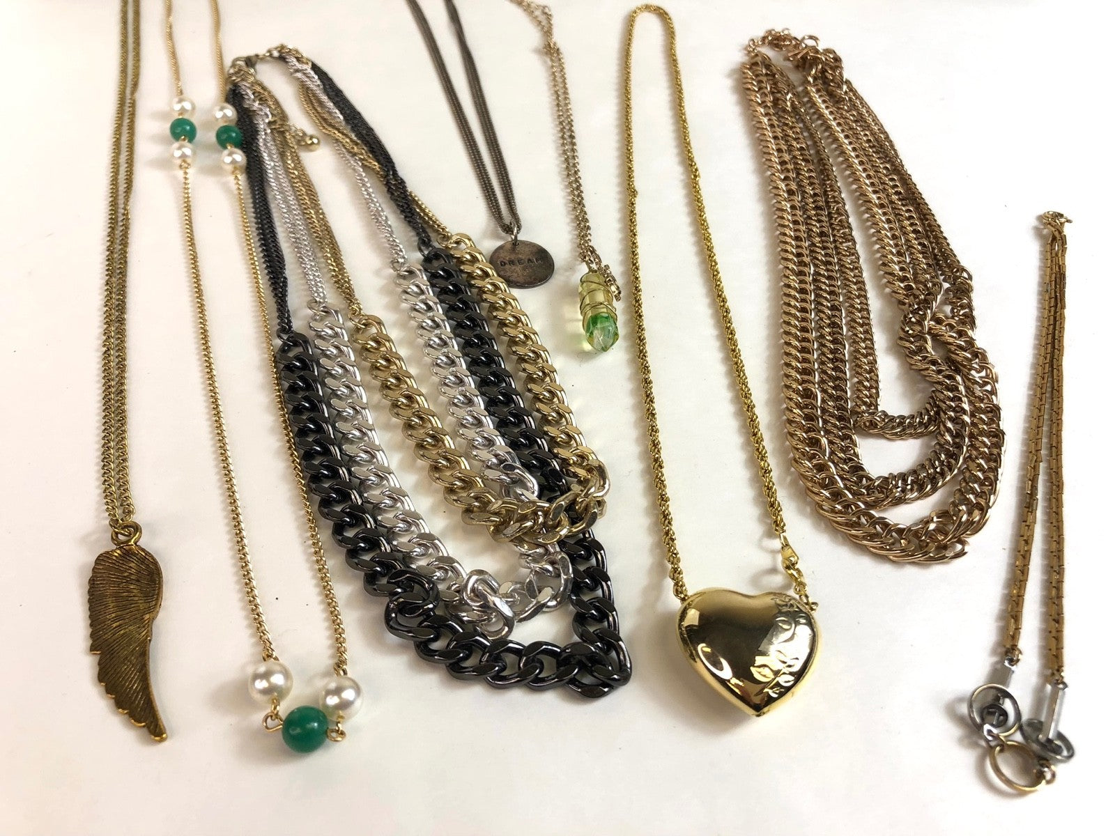 2 Pound Lot of Necklaces- Mixed Styles of Costume Jewelry- Similar Color Palette
