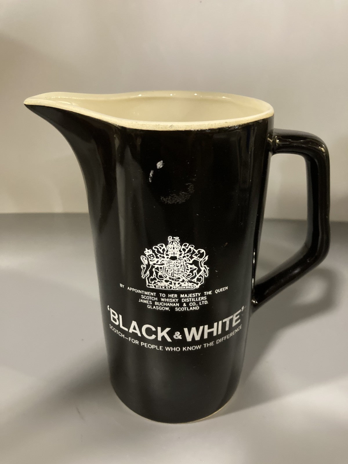 Vintage Collectible Ceramic Liquor Jug/Pitcher Black & White Scotch Terriers