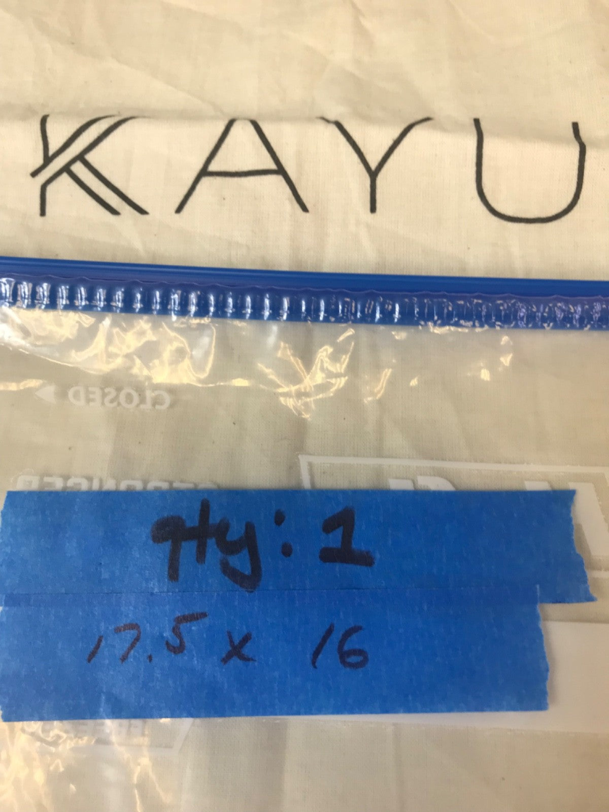 KAYU White and Black Drawstring Dust Bag for Handbag Storage - 17.5" x 16"