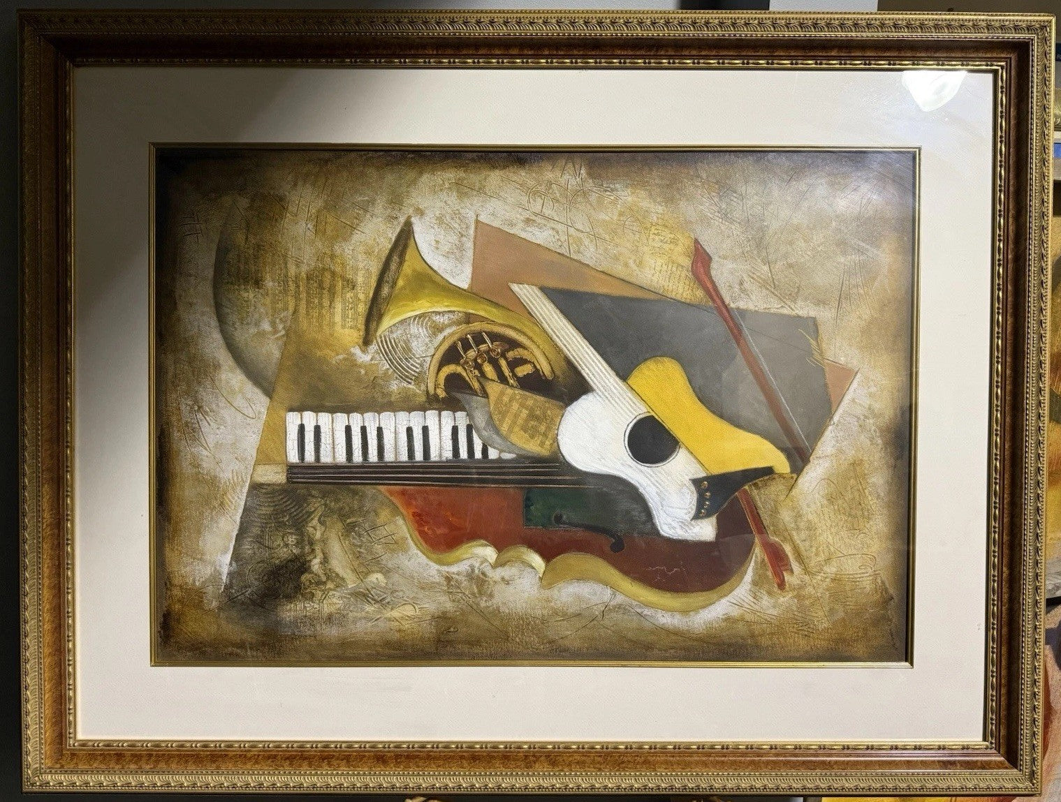 Orchestration In The Style Of Emanuel Mattini Iranian Signed Abstract Musical