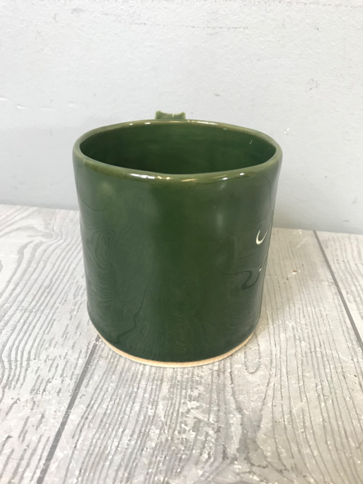 Green Anthropologie Visionary "Thinker" Mug - Green Mug With Owl on Handle
