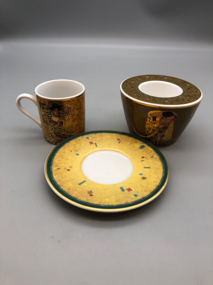 3 Piece Set of Goebel-Artis Orbis Goebel Espresso Cup, Saucer, and Candle Holder