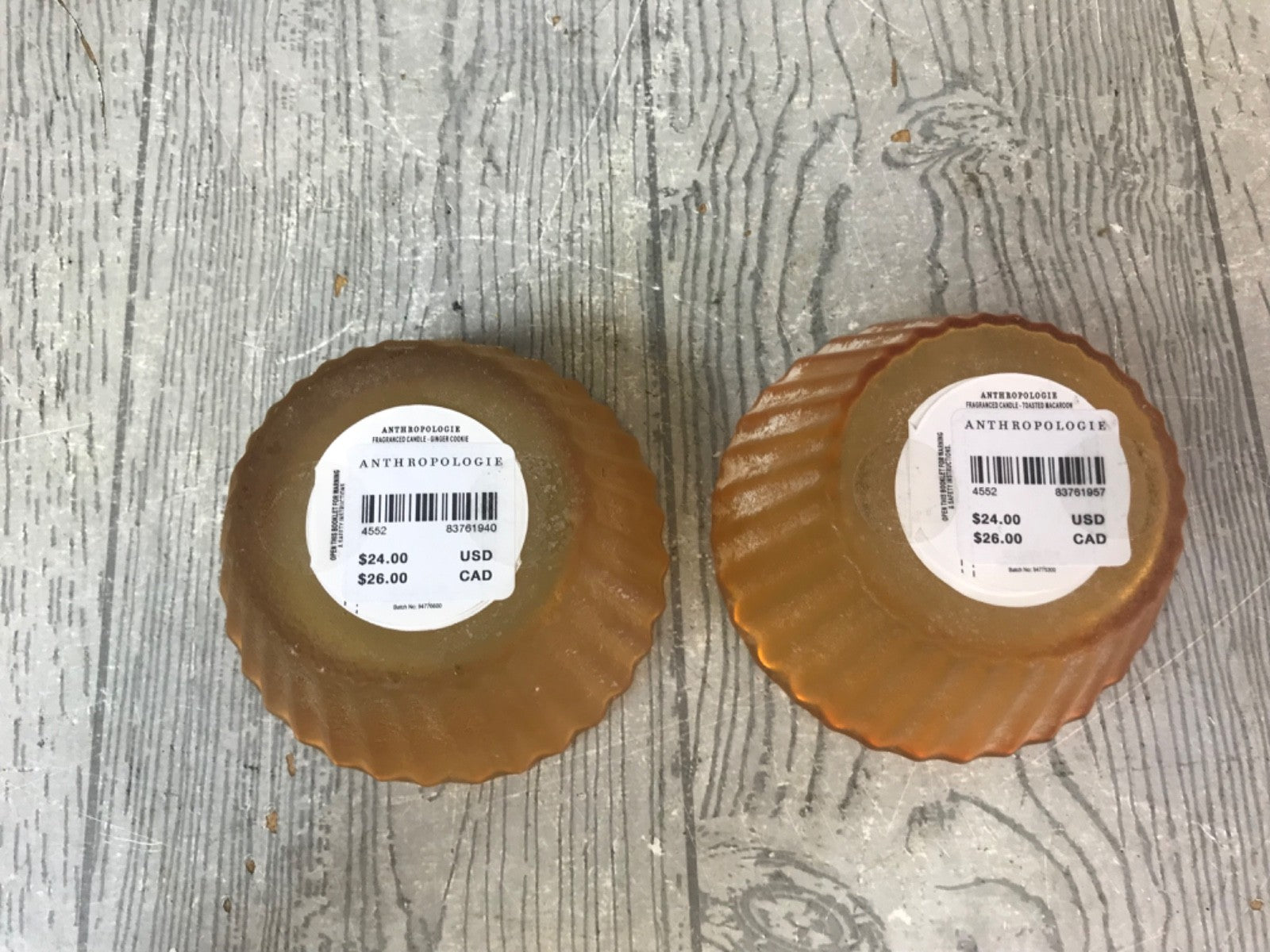 Pair of Green and Pink Anthropologie Cupcake Glass Candle Holders - No Candles