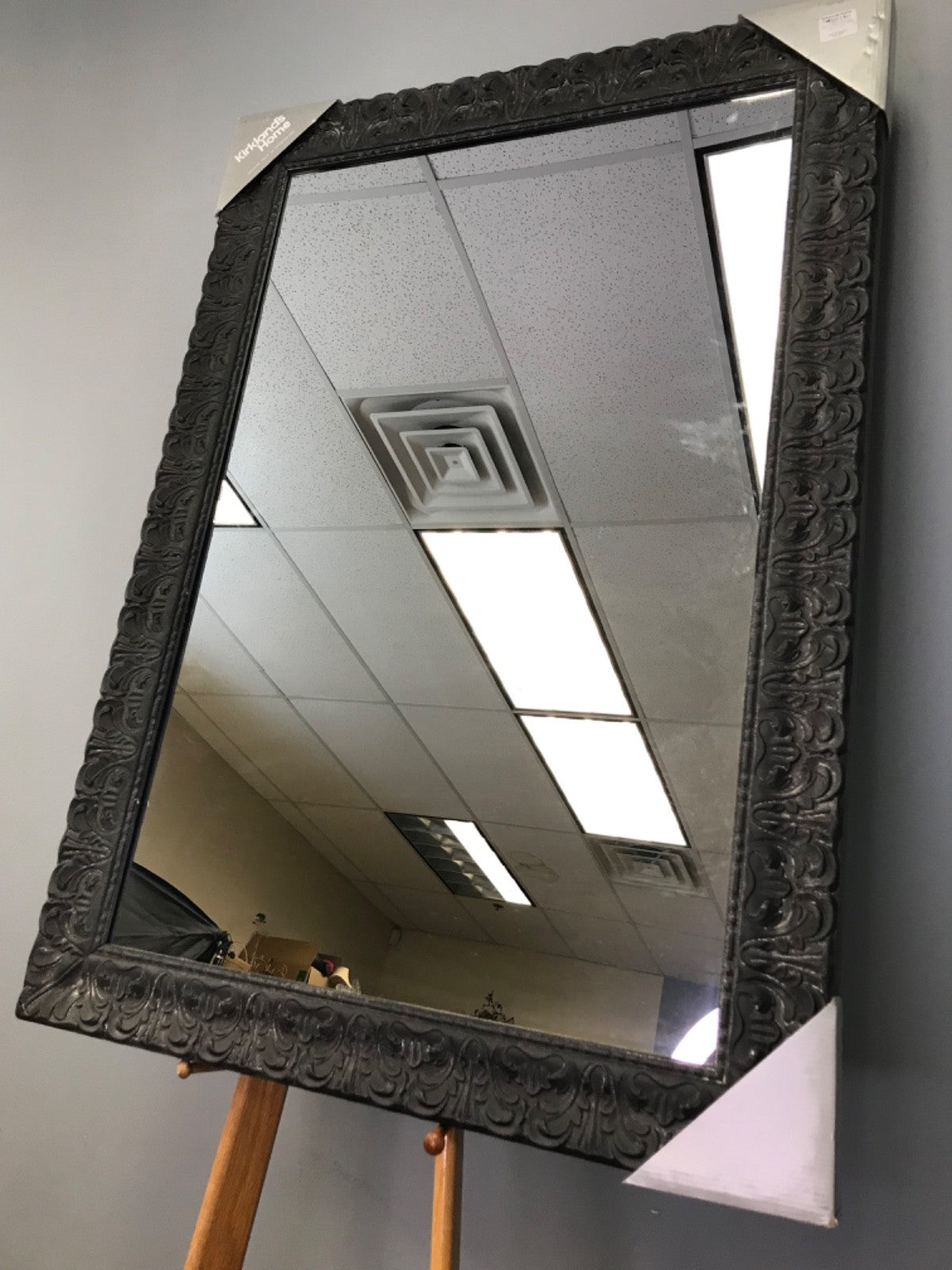 Kirkland's Home Large Mirror with Sculpted Black Frame