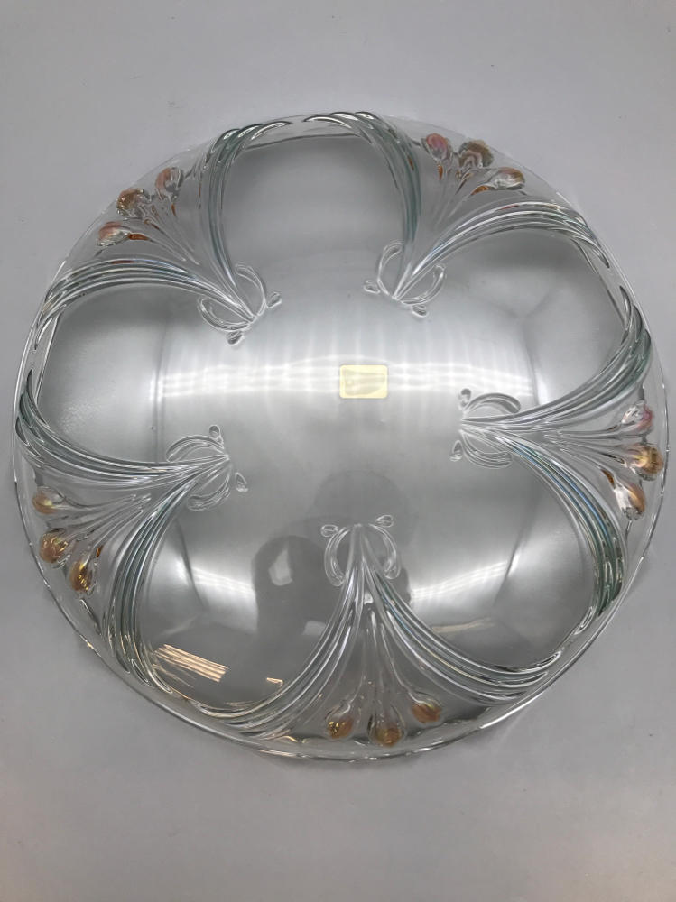 Mikasa French Floral Bouquet 12.5" Round Serving Glass Platter - New in Box