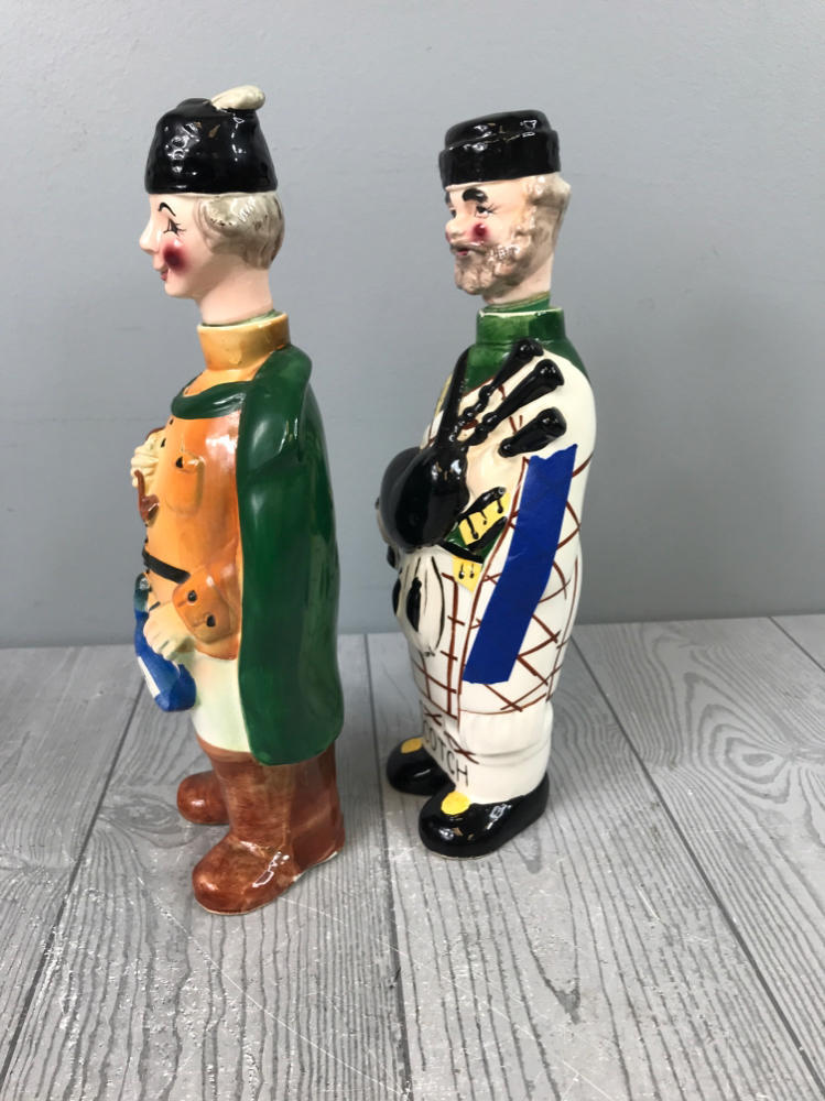 Vintage Ceramic Decanters "Swank Member of the Bar" Series Vodka & Scotch Models