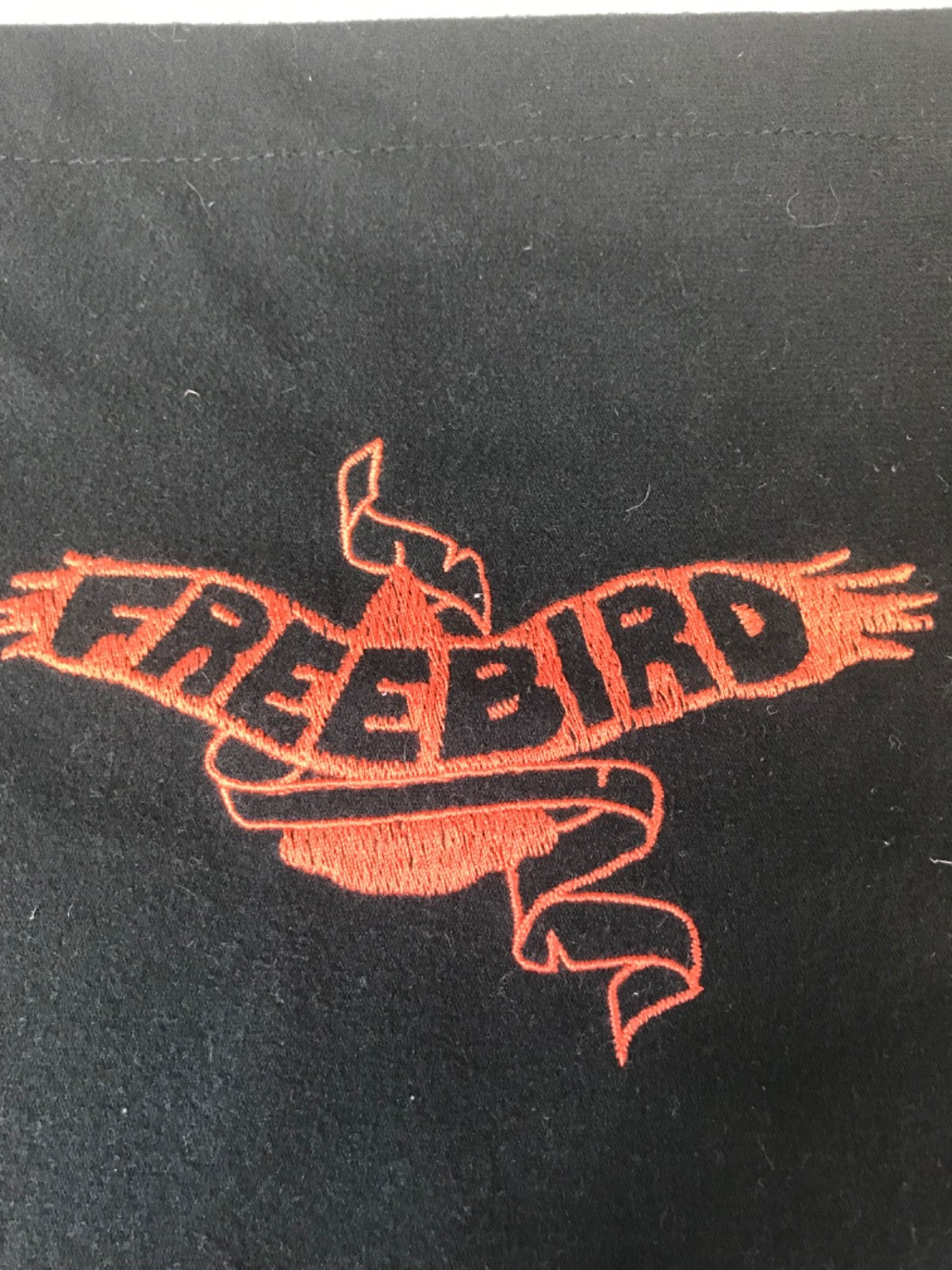 Freebird Black Orange Embroidered Drawstring Dust Bag for Storage - 12" x 10"