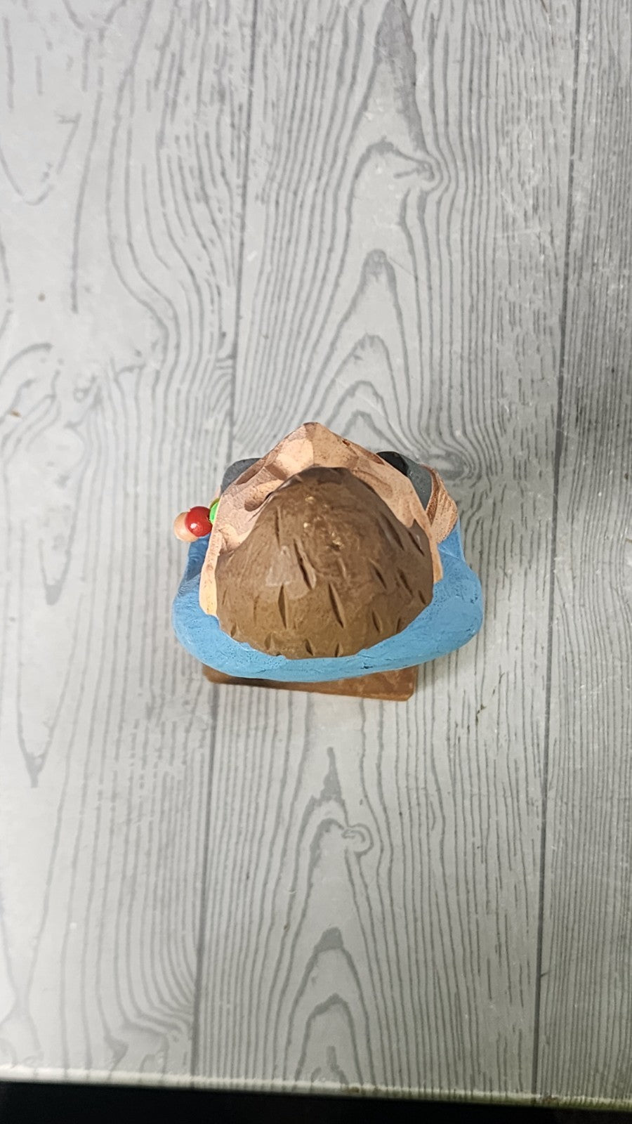 Vintage Hand Carved Wooden Statue Man Holding Cup-A-Ball Toy