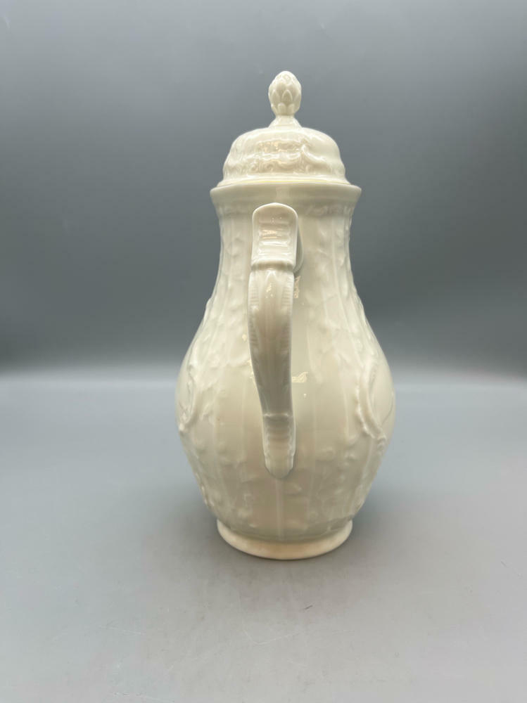 Roseanthal White Coffee Pot Sanssouci Series Gold Trim Germany Embossed Detail