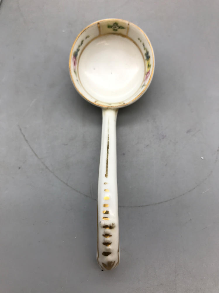Hand painted 3 Legged Nippon Bowl with Spoon/Ladle