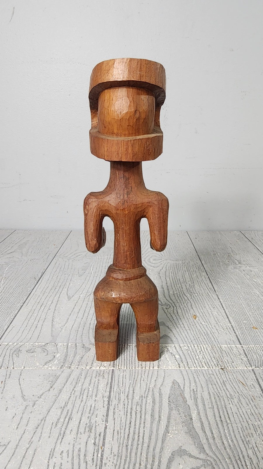 Unique 11" Vintage Wood Carved Man with Head Adornment