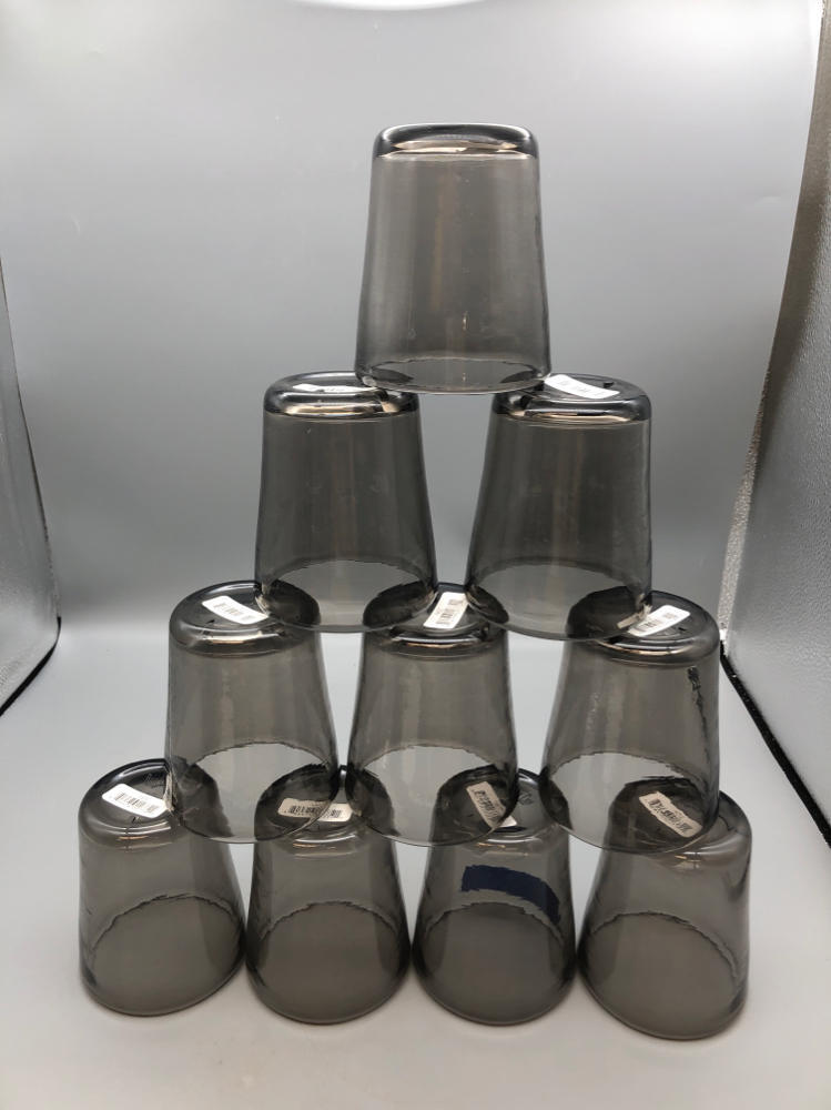 Set of 10 Bon Chef Plastic Cups 14 Oz. 3-1/2" Dia. X 4-1/4"H Smoke Gray Black