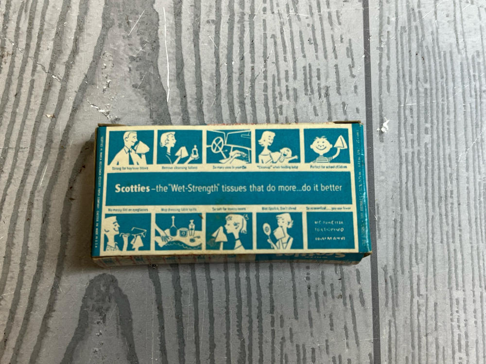 Vintage 1950s Funnel Box of Scotties Tissues Pretend Doll Size Play Set