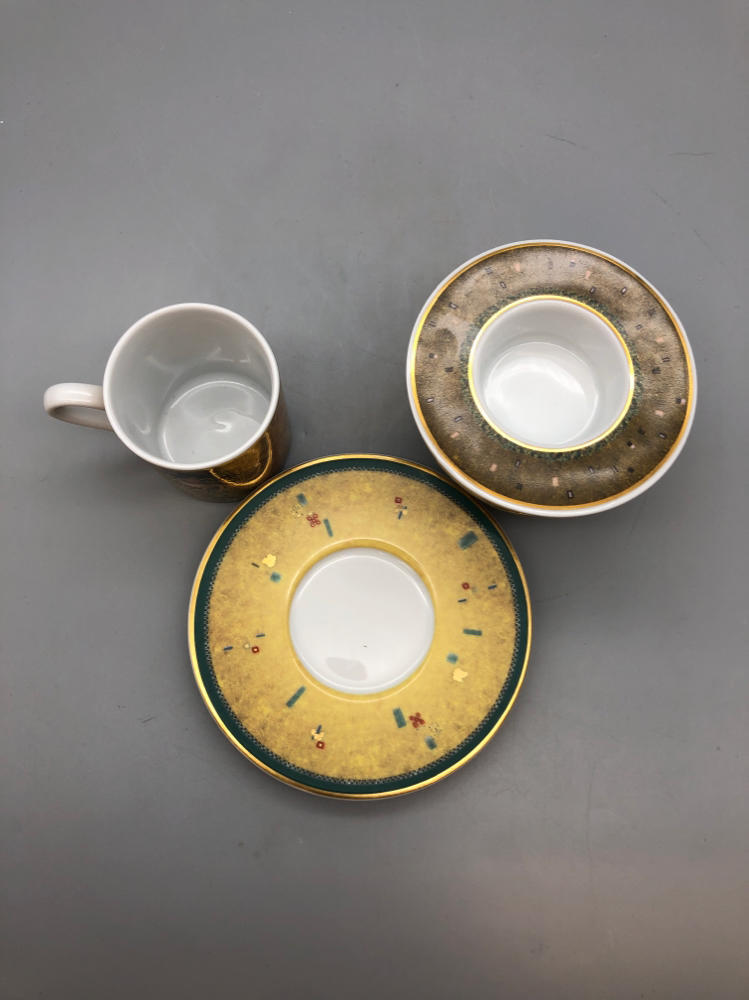 3 Piece Set of Goebel-Artis Orbis Goebel Espresso Cup, Saucer, and Candle Holder