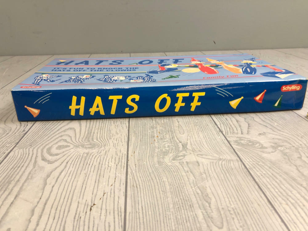 Vintage "Hats Off" Wooden Clown Pins Bowling Board Game Schylling Original Box