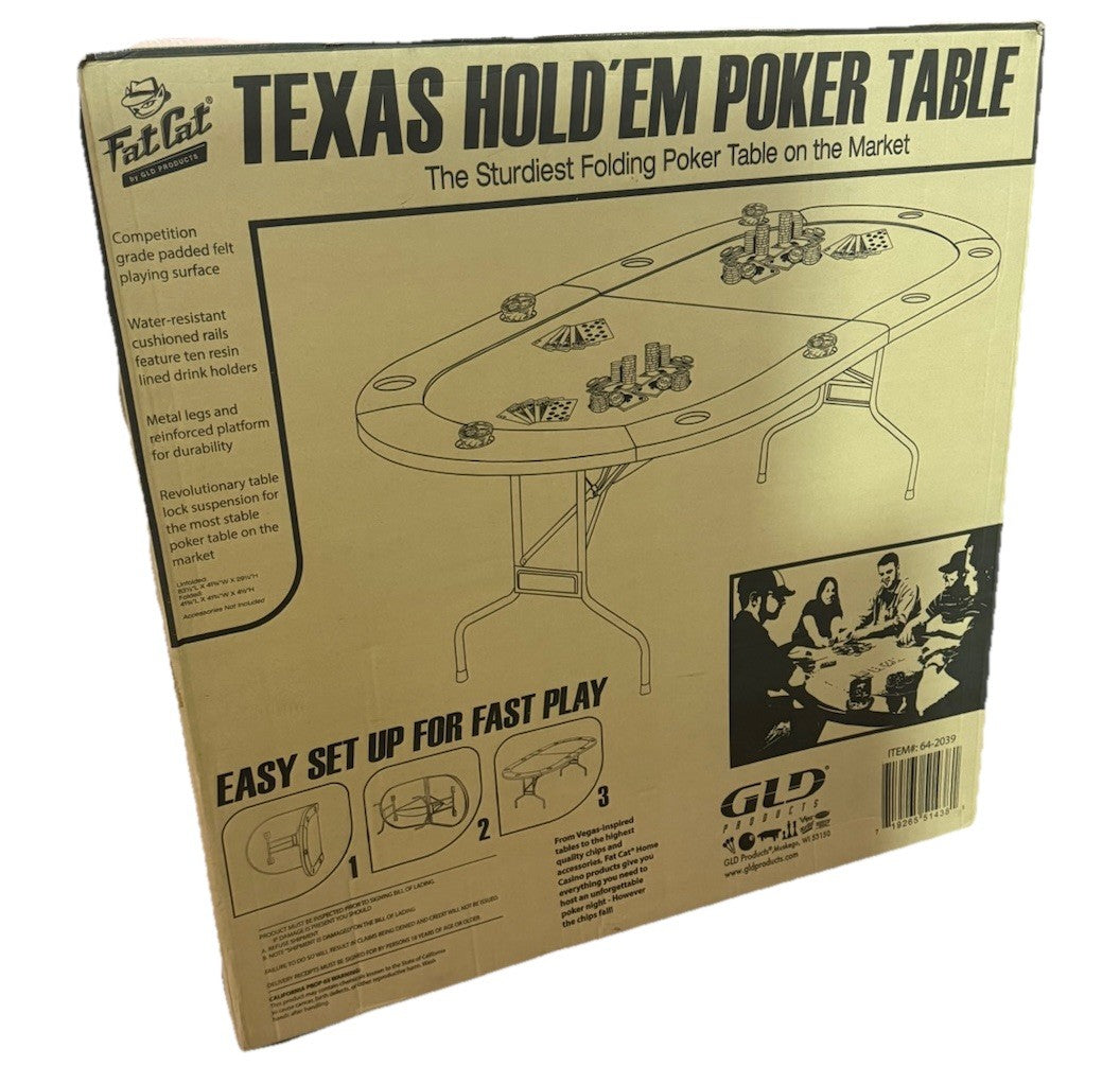 Fat Cat GLD Folding Texas Hold’Em Poker Table in Open Box