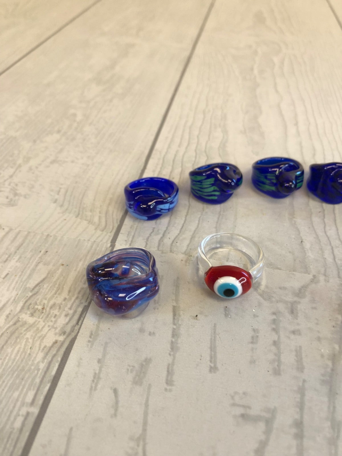 Lot of Colorful Glass Costume Rings - 76.75 grams of Glass Rings