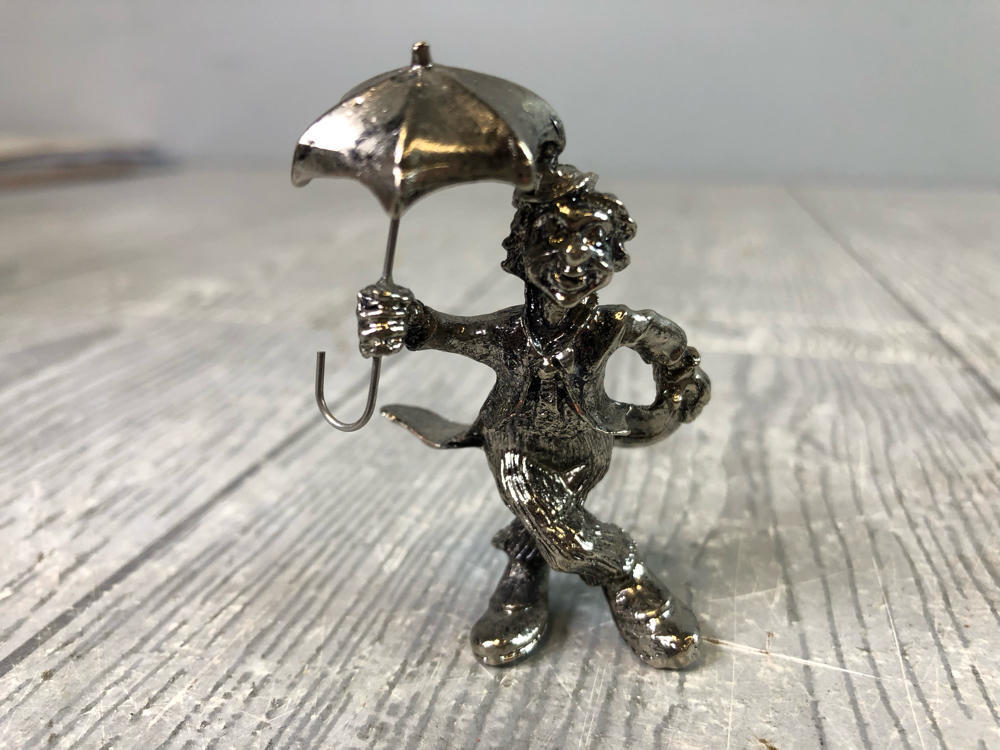 Vintage Metal Clown Figurines Mini Detailed Circus Sculptures