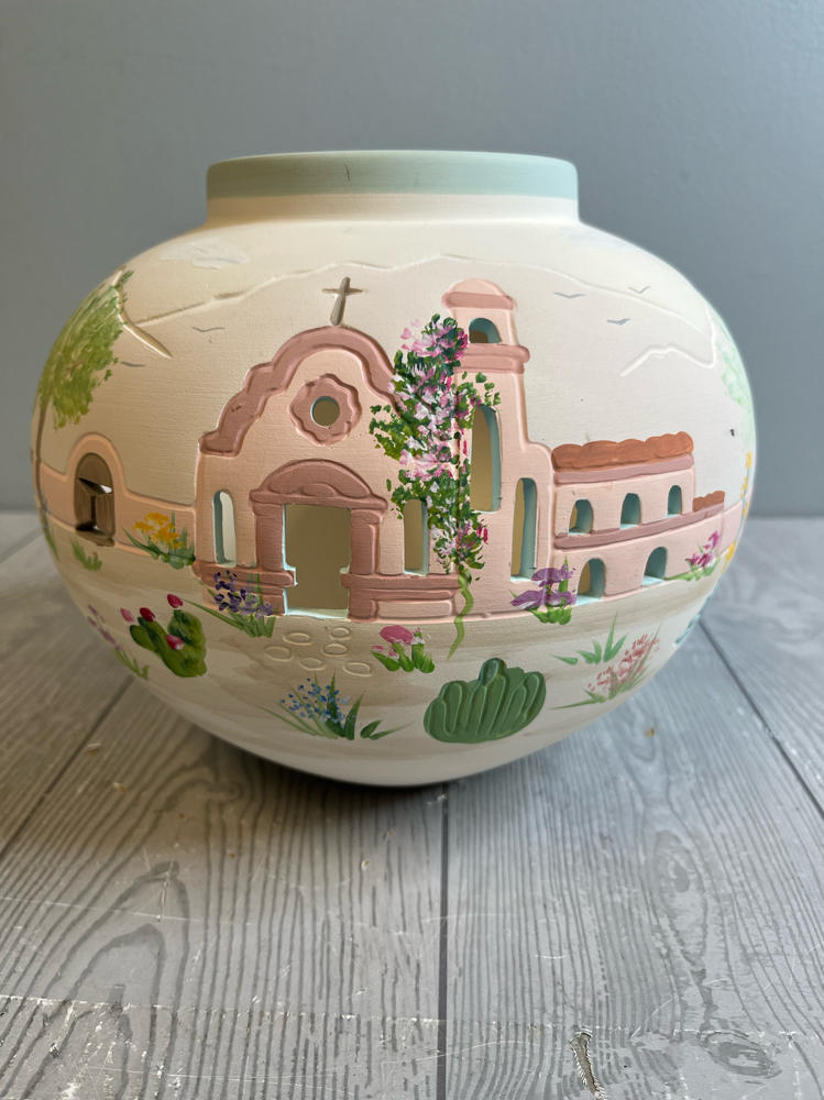 Vintage South West Pottery Bowl Hand Made and Painted Home Decor Pastel Colors
