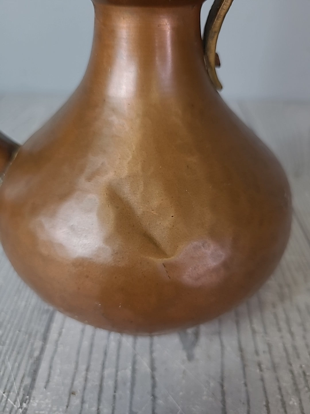 Antique VTG 12.5” Hammered Copper and Brass Tea Pot Turkish Pitcher Coffee Decor