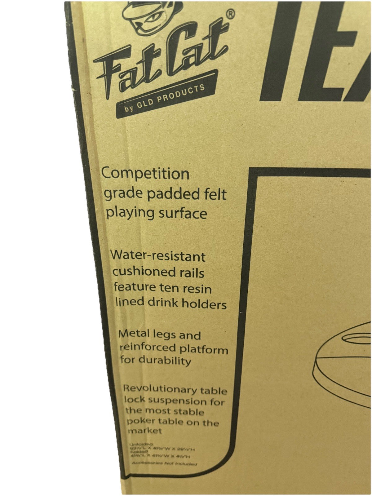 Fat Cat GLD Folding Texas Hold’Em Poker Table in Open Box