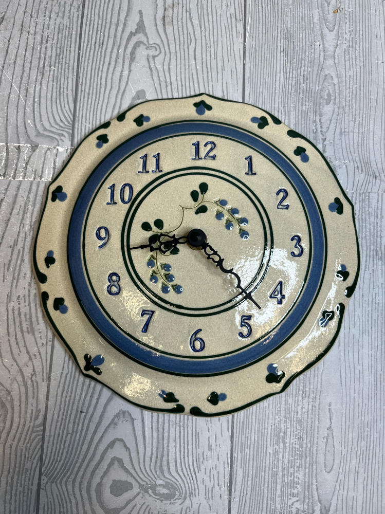 Mountain Meadows Wall Clock Vintage Studio Pottery Maker’s Mark Stamped Vermont