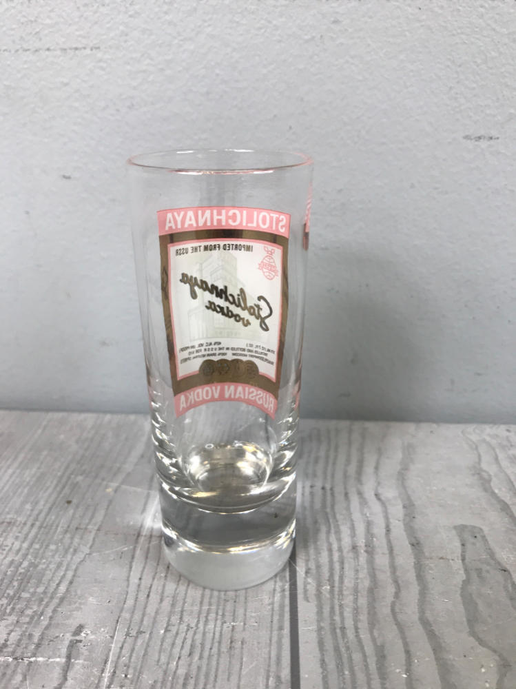 Set of 6 Stolichnaya Russian Vodka Tall Shooter Shot Glass - 4-1/8" Tall