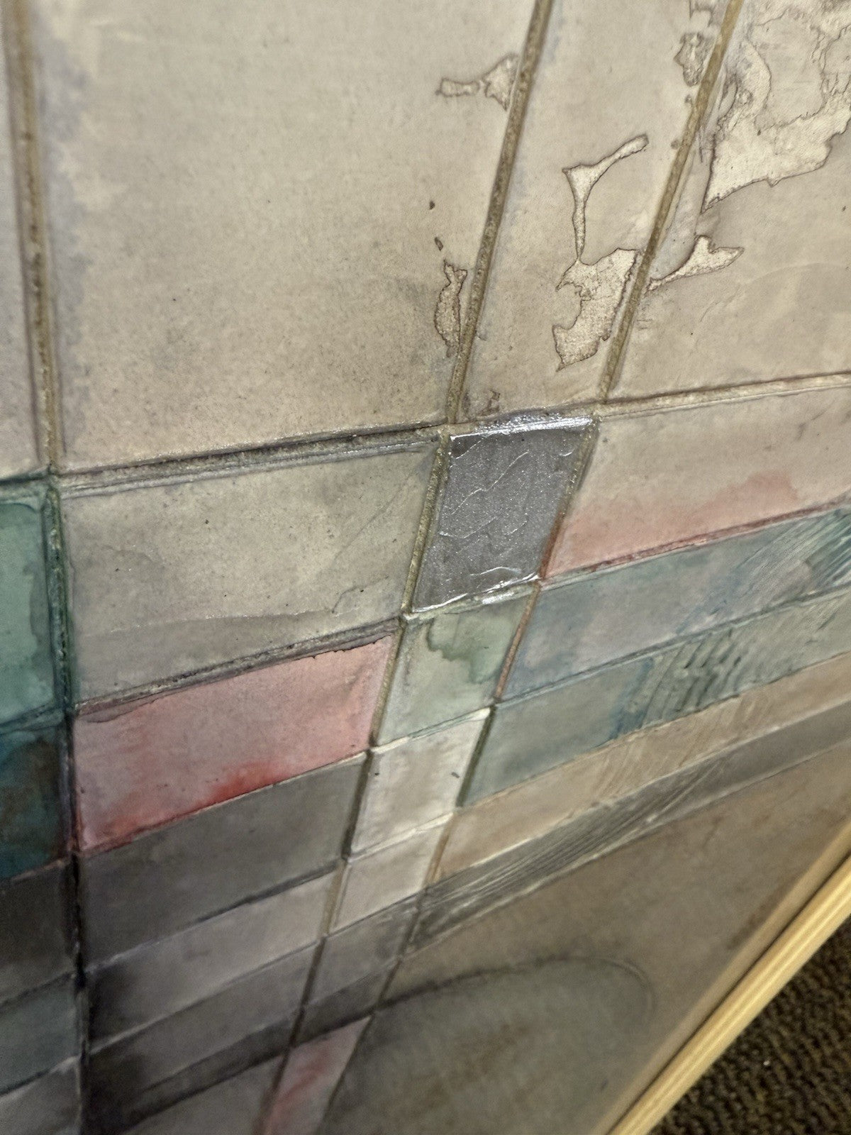 Mixed Media Art In The Style Of Michel De Caso Signed Abstract Geometric Pastels