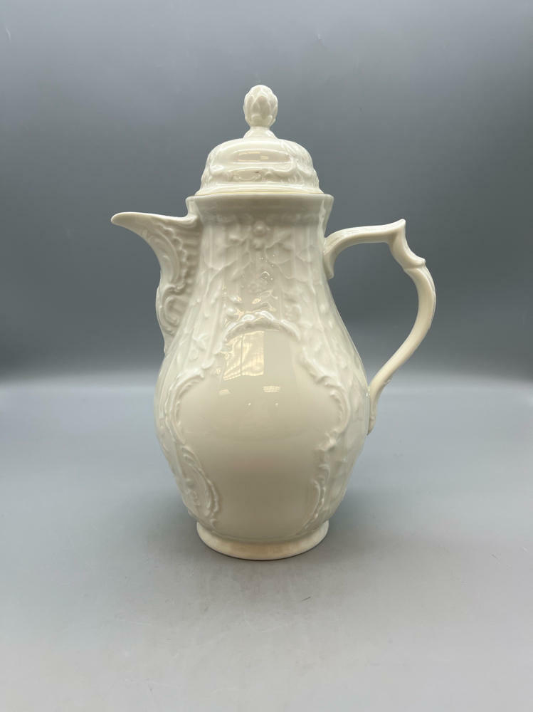 Roseanthal White Coffee Pot Sanssouci Series Gold Trim Germany Embossed Detail