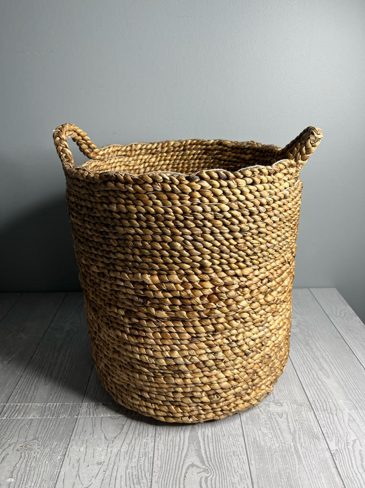 Hand Woven Braided Baskets Classic Shape Double Braided Handles Natural Decor