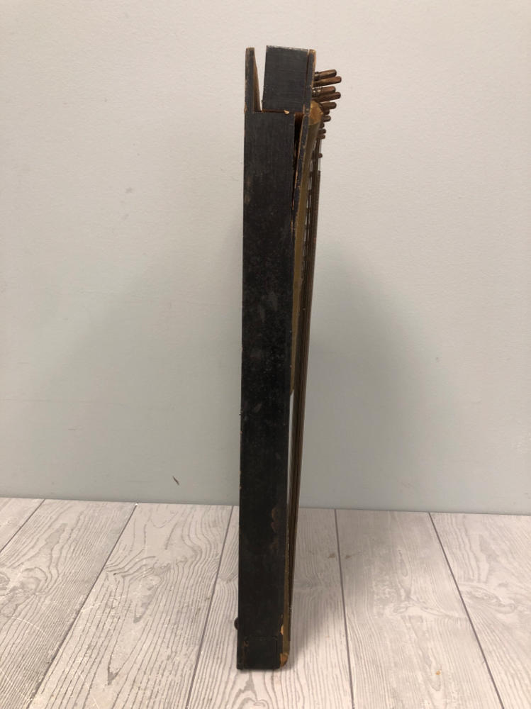 OLD VINTAGE WOOD-WOODEN LAP HARP MUSIC LAP INSTRUMENT - Bird Engraving