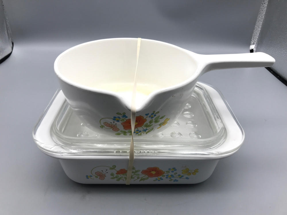 Vintage Corning Ware in Wildflower Pattern Casserole w Lid & Sauce Pan w No Lid