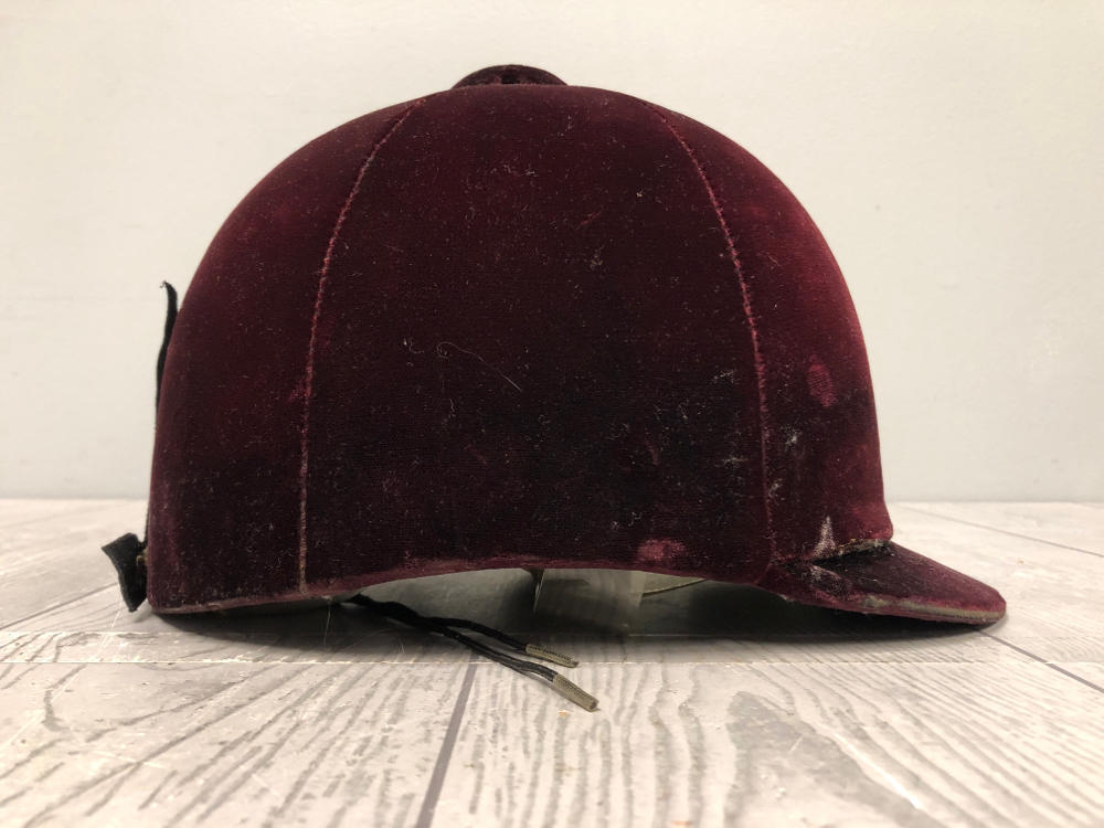 International Riding Helmet Equestrian Burgundy Velvet Adjustable Strapp