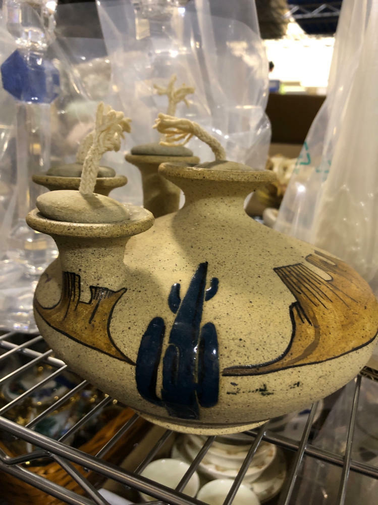 hand painted oil burner with 4 wicks